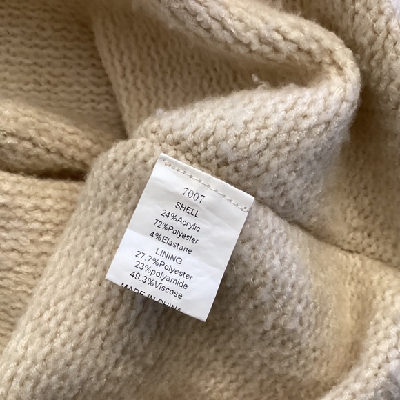 PrettyGarden Cream Oversized Turtleneck Sweater Cozy Knit Women Size L - Picture 5 of 7